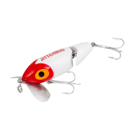 Arbogast 3/8oz Jointed Jitterbug - White Red Head