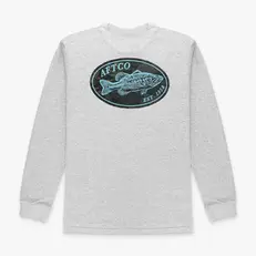 Aftco Domino LS Fishing Tee, Athletic Heather...