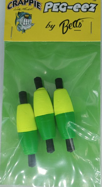 Betts Mr. Crappie Pegeez Floats 1 1/2" Cigar 3 pk