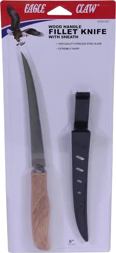 Eagle Claw 6" Wood Handle Fillet Knife w/ sheath