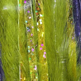 Hareline Bling Rabbit Strips Olive with Holo...