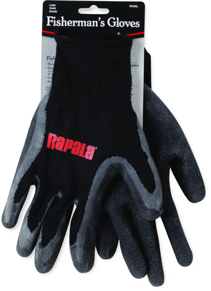 Rapala Fisherman's Gloves, Black/Gray - Size L